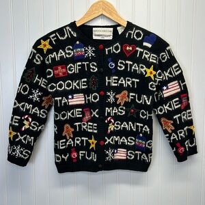 Vintage‎ Girls Marisa Christina Christmas Cardigan Sweaters Sz L